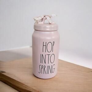 Rae Dunn Artisan Collection by Magenta "Hop Into Spring" Pink Tall Canister Jar